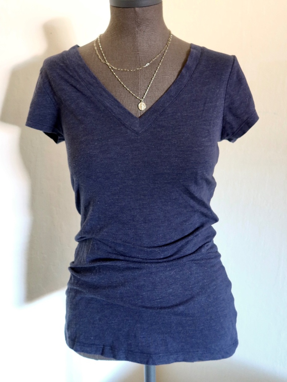 Slate Blue V Neck T Shirt